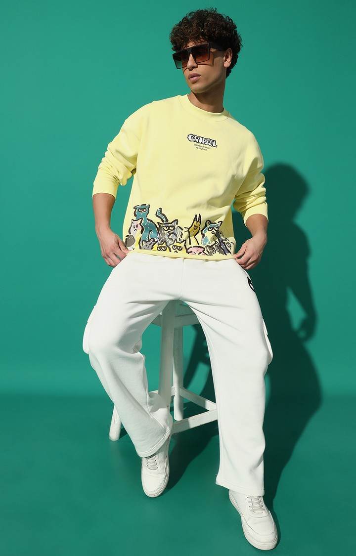 Men's Emoji Cats Oversized Yellow Tracksuit