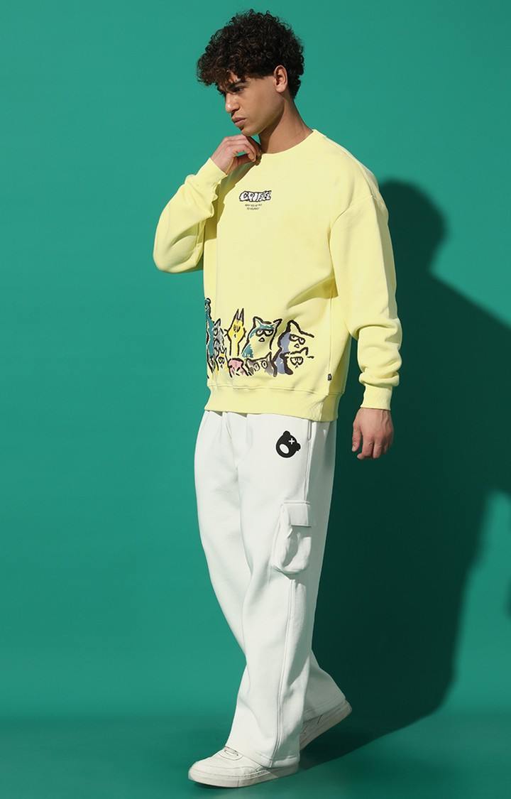 Men's Emoji Cats Oversized Yellow Tracksuit