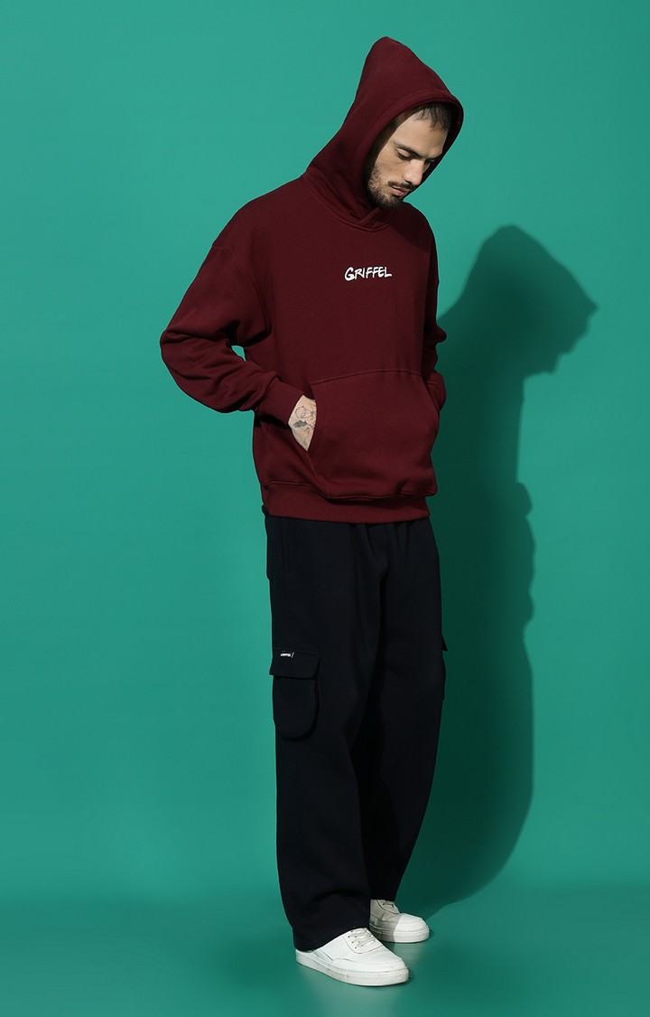 Men's Vaguely Oversized Maroon Hoodie Tracksuit