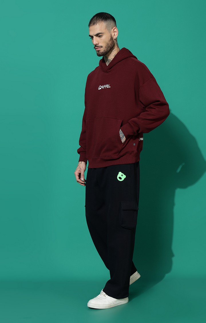 Men's Vaguely Oversized Maroon Hoodie Tracksuit