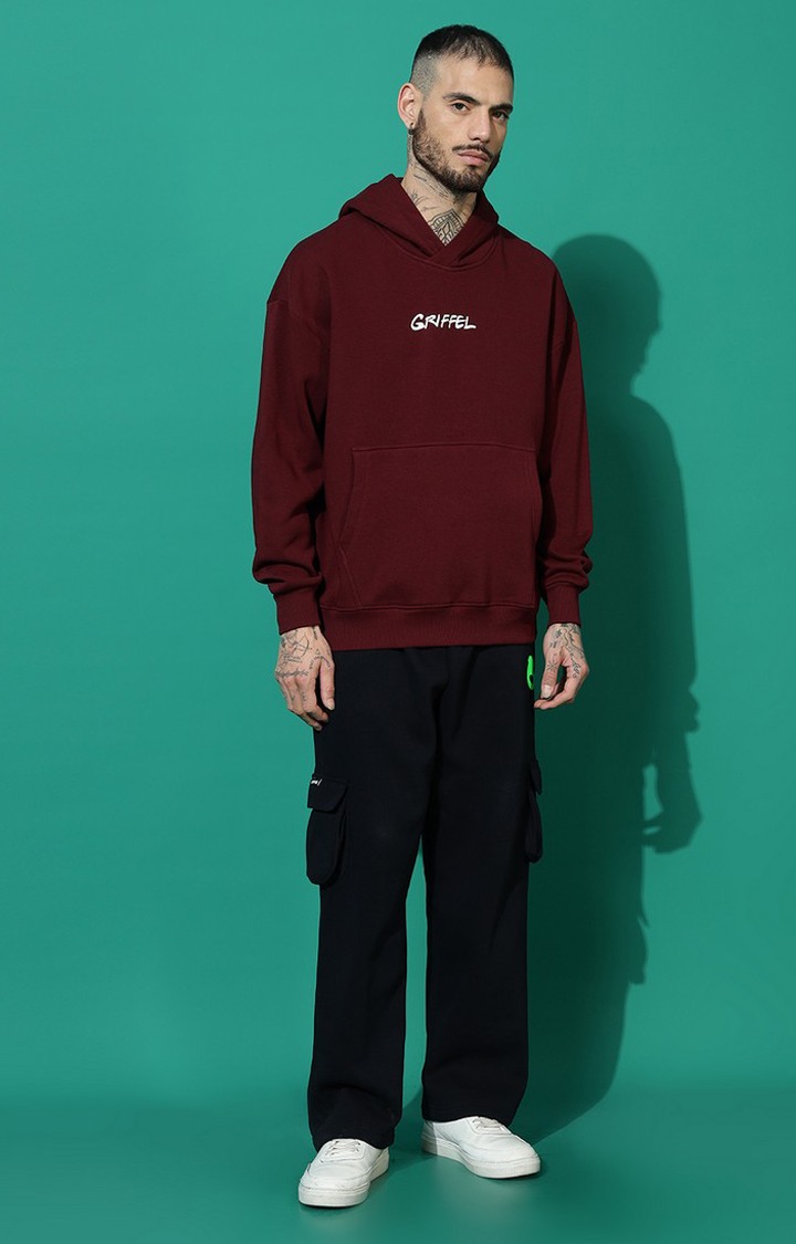 Men's Vaguely Oversized Maroon Hoodie Tracksuit