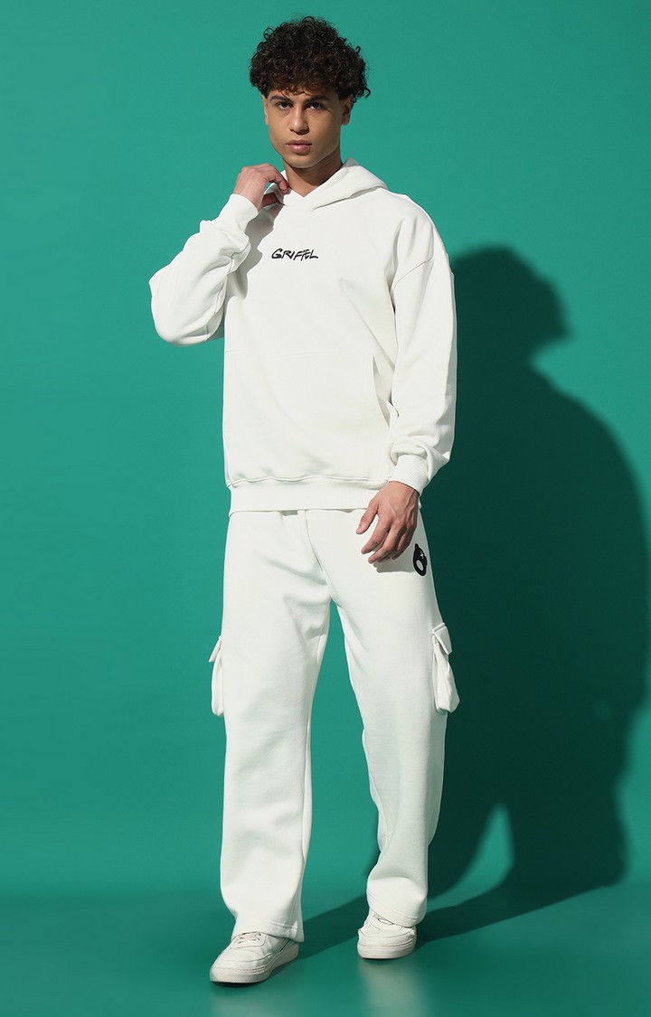 Men's Vaguely Oversized White Hoodie Tracksuit