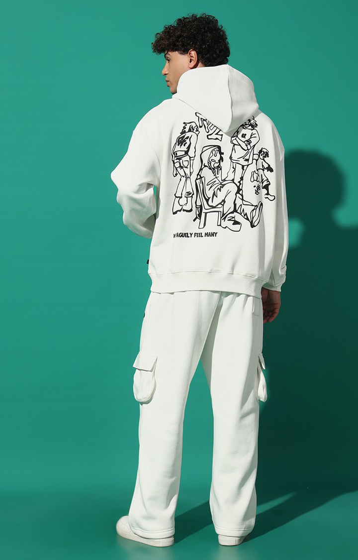 Men's Vaguely Oversized White Hoodie Tracksuit