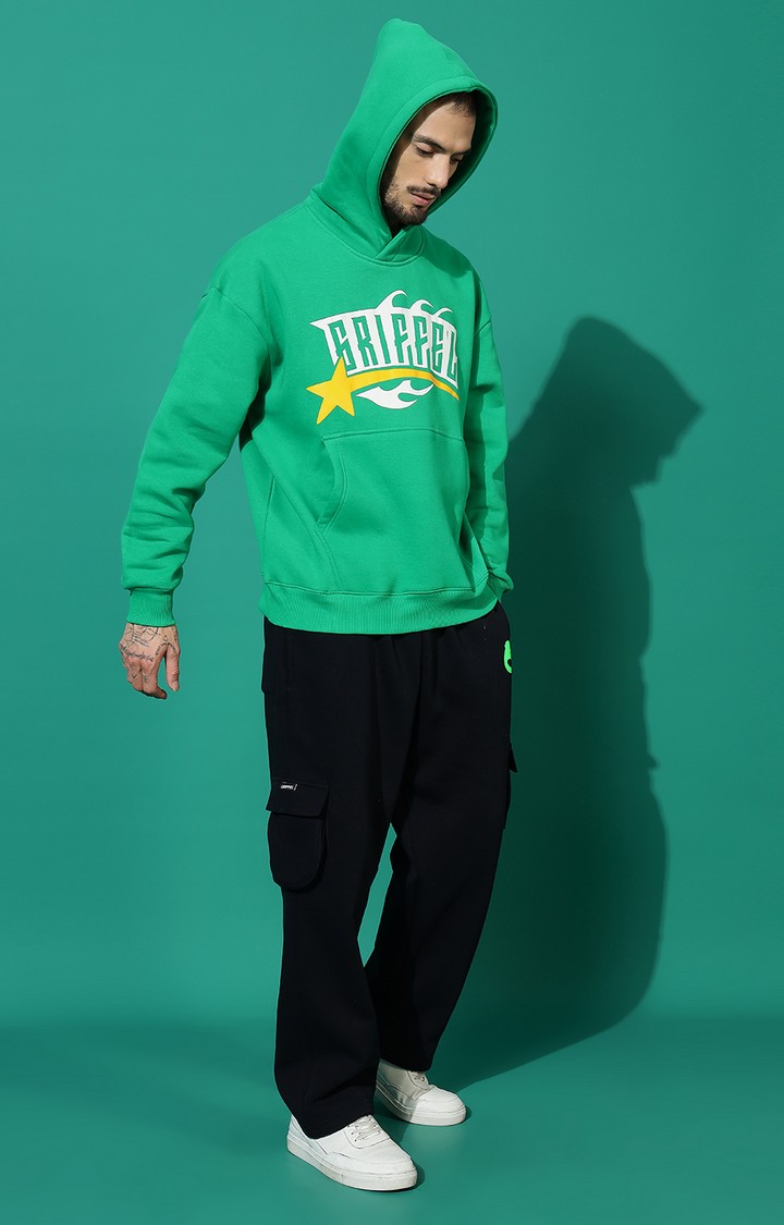 Men's GRIFFEL Star Oversized Green Hoodie Tracksuit