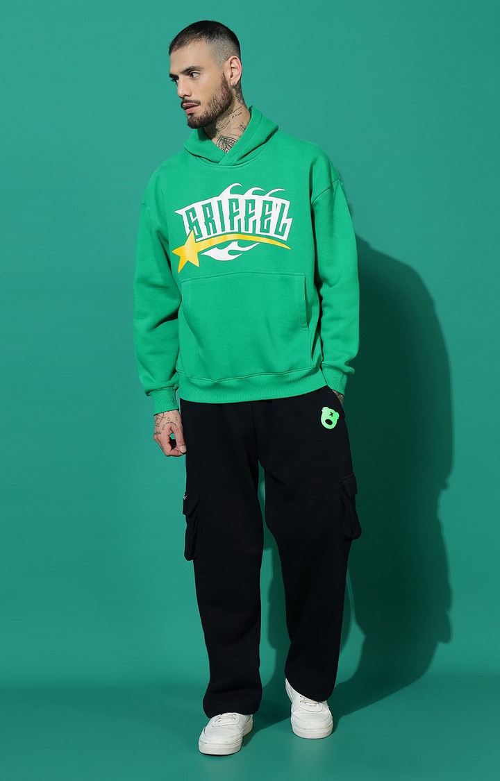 Men's GRIFFEL Star Oversized Green Hoodie Tracksuit