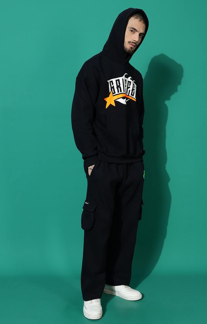 Men's GRIFFEL Star Oversized Black Hoodie Tracksuit