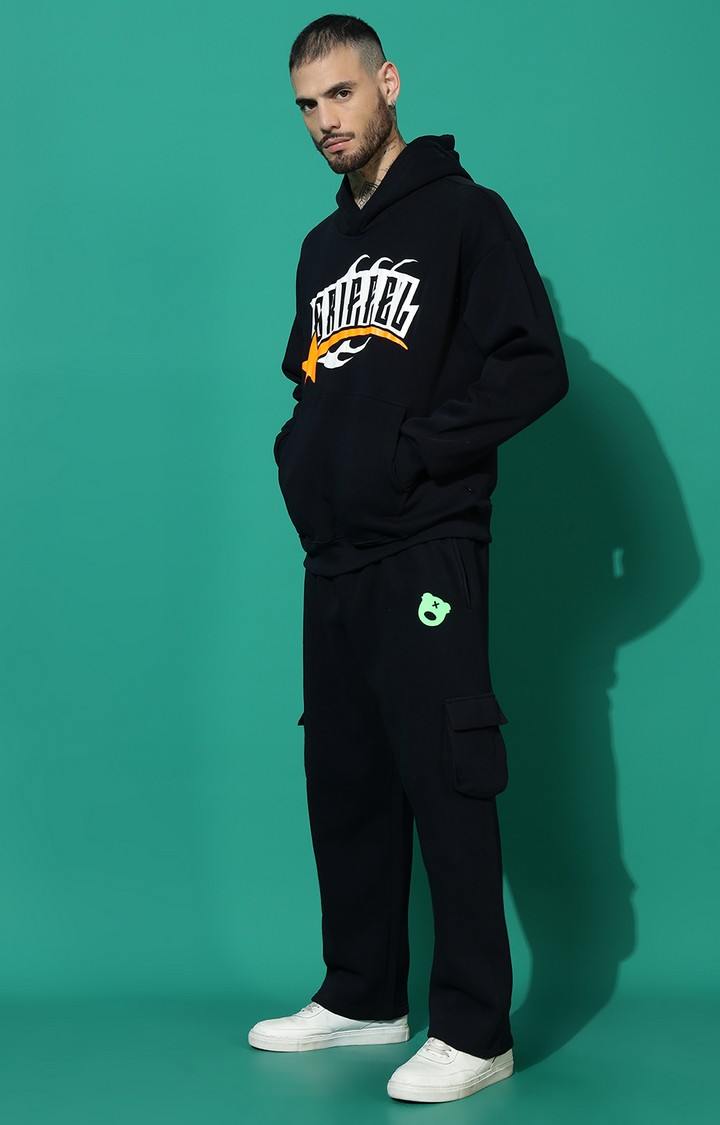 Men's GRIFFEL Star Oversized Black Hoodie Tracksuit