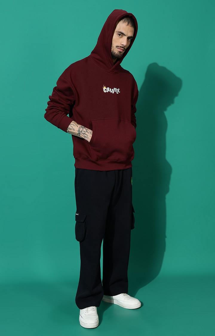 Men's Never Look Oversized Maroon Hoodie Tracksuit