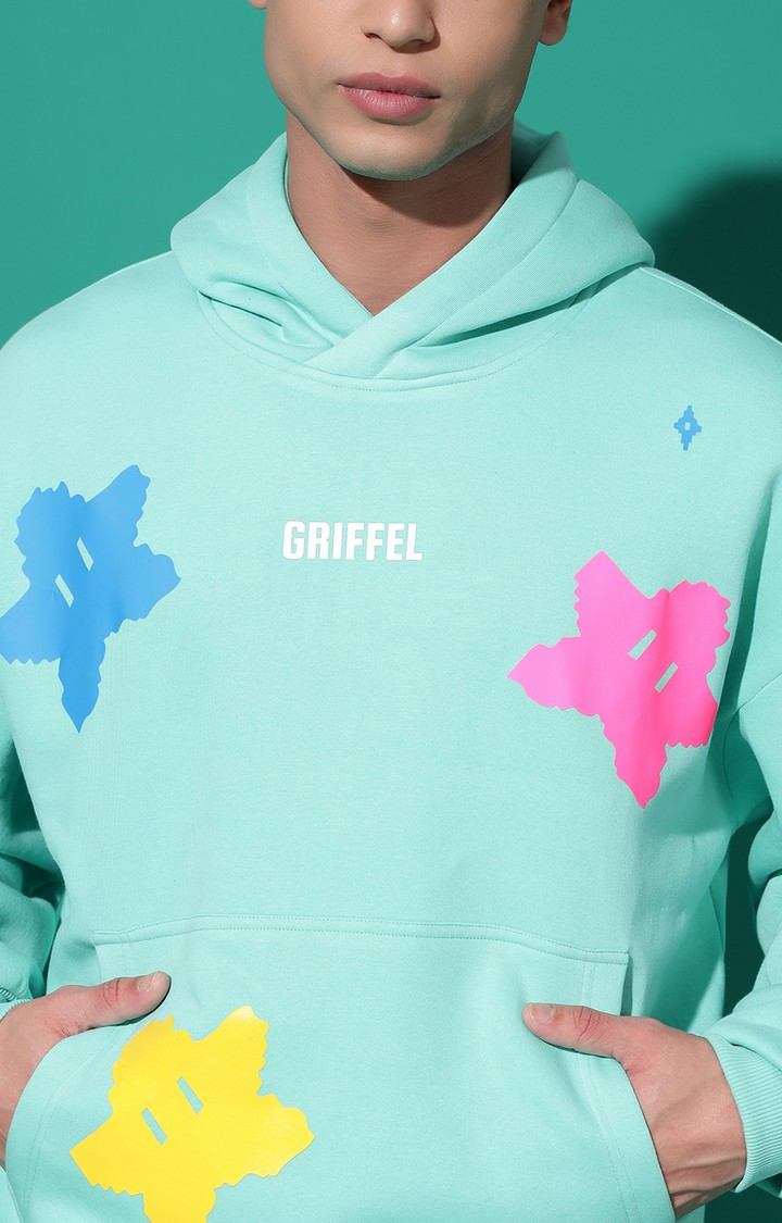 Men's All over Stars Oversized Sea Green Hoodie Tracksuit