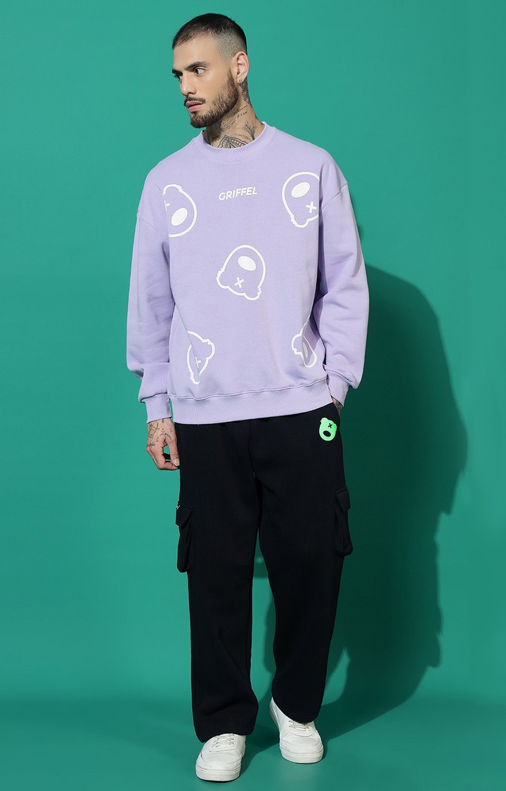 Men's ALL over Teddy Oversized Mauve Tracksuit
