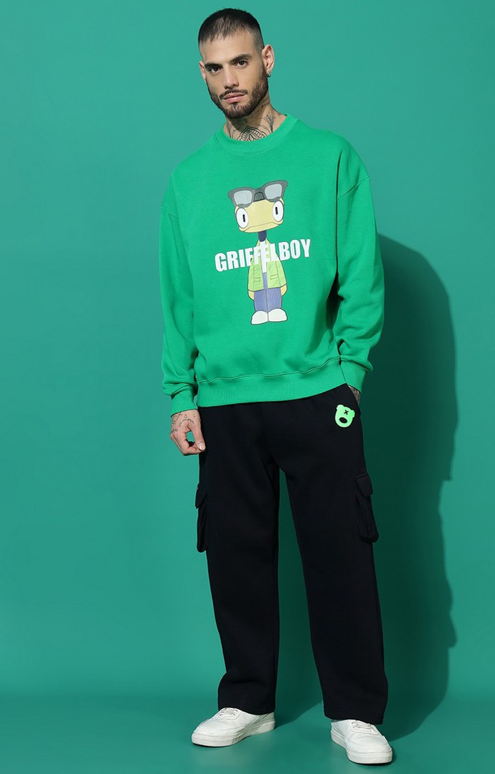 Men's Anime Boy Oversized Green Tracksuit