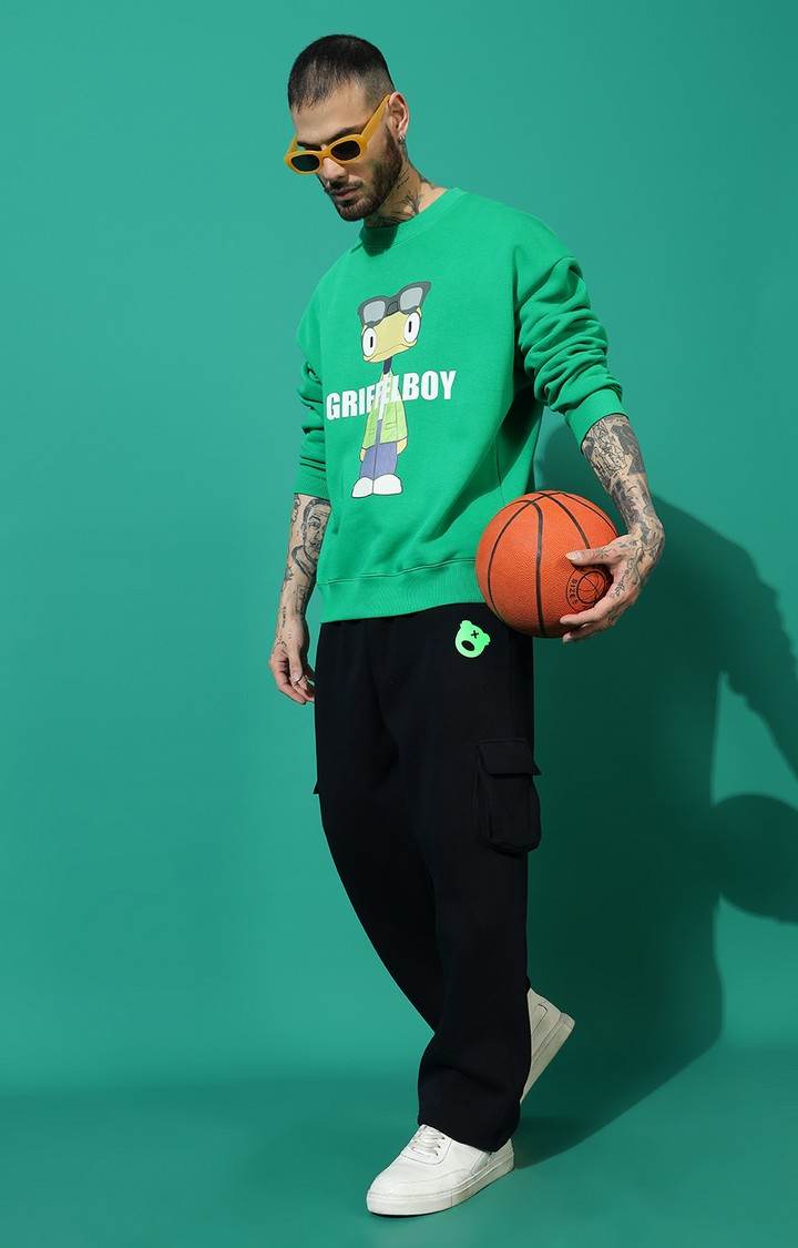 Men's Anime Boy Oversized Green Tracksuit