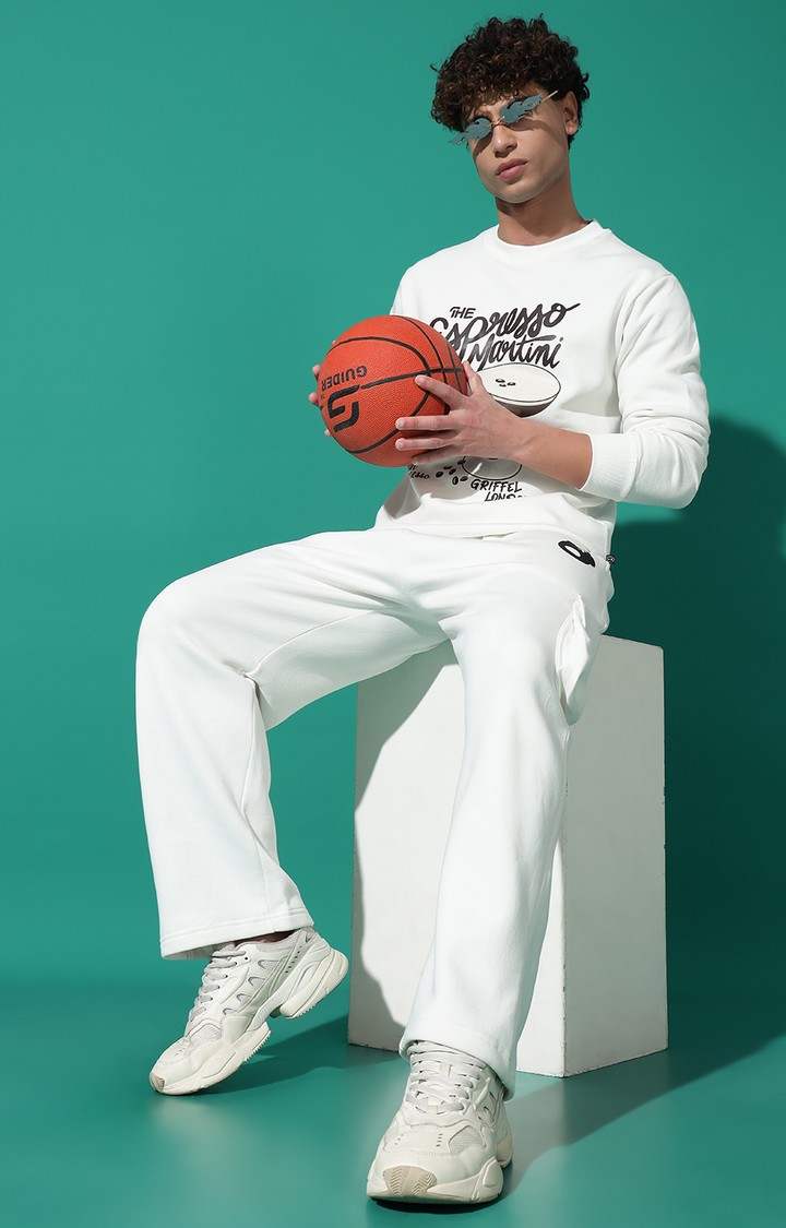 Men's Espresso Regular Fit White Tracksuit