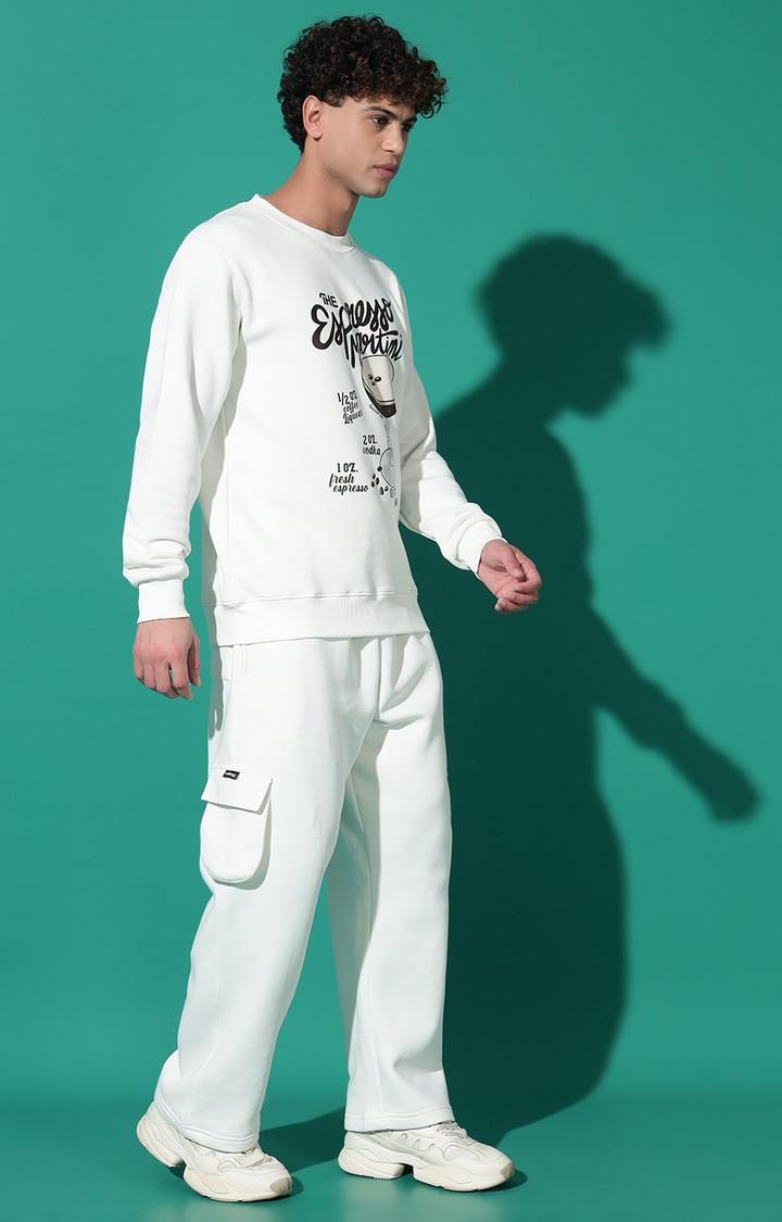 Men's Espresso Regular Fit White Tracksuit