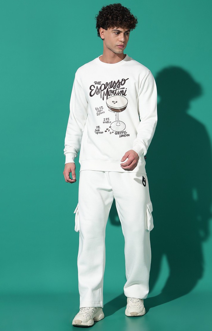 Men's Espresso Regular Fit White Tracksuit