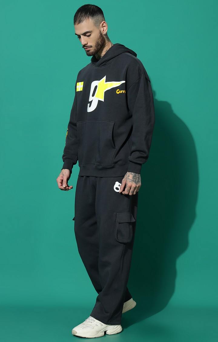 Men's 9 Star Oversized Charcoal Hoodie Tracksuit