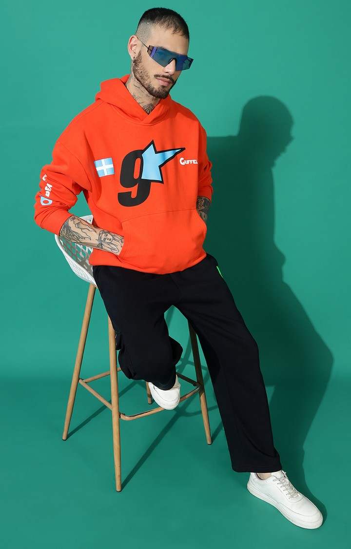 Men's 9 Star Oversized Orangel Hoodie Tracksuit