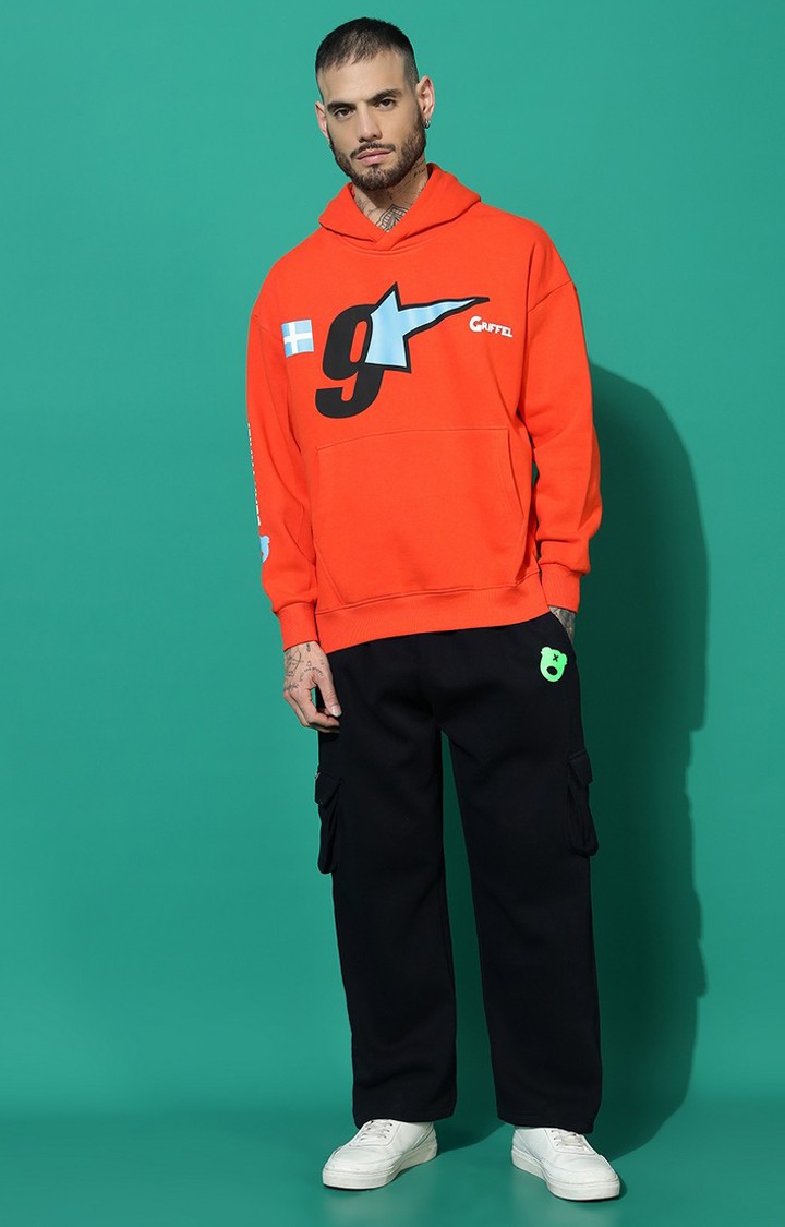 Men's 9 Star Oversized Orangel Hoodie Tracksuit