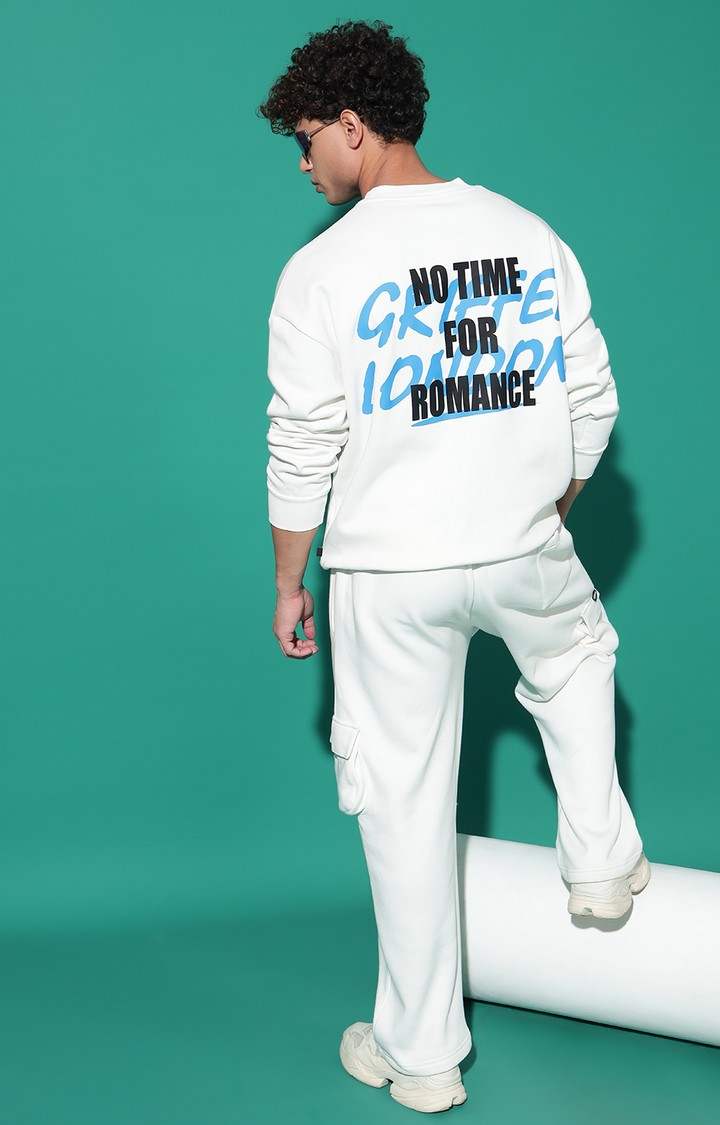 Men's NO TIME FOR ROMANCE Oversized White Tracksuit