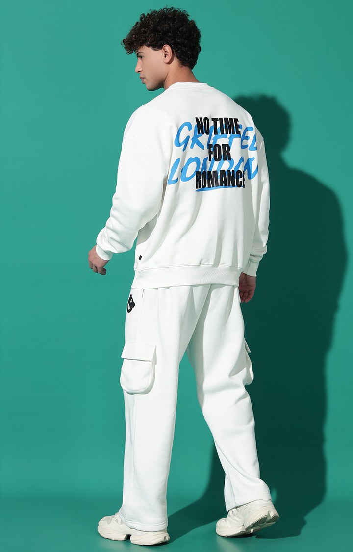 Men's NO TIME FOR ROMANCE Oversized White Tracksuit