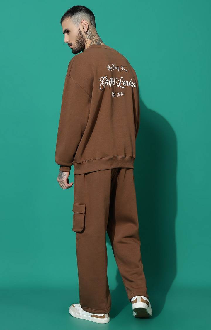 Men's BEAR FAMILY Oversized Coffee Tracksuit
