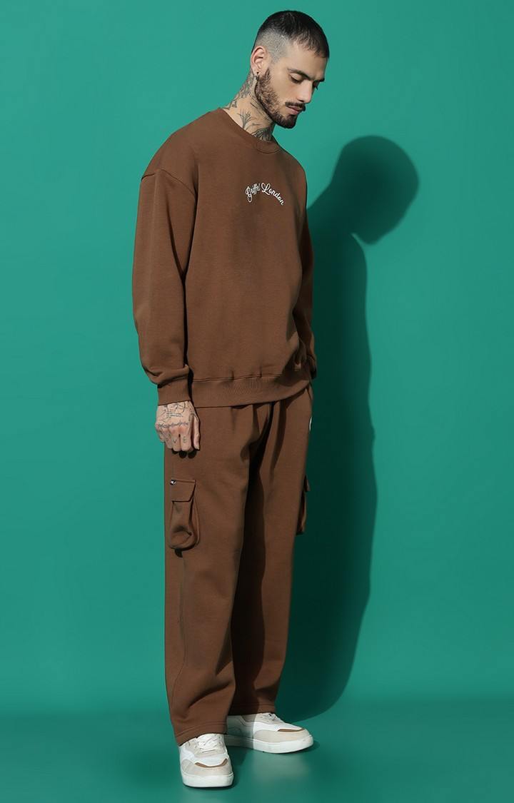Men's BEAR FAMILY Oversized Coffee Tracksuit