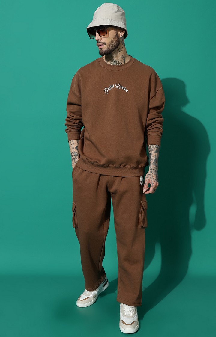 Men's BEAR FAMILY Oversized Coffee Tracksuit