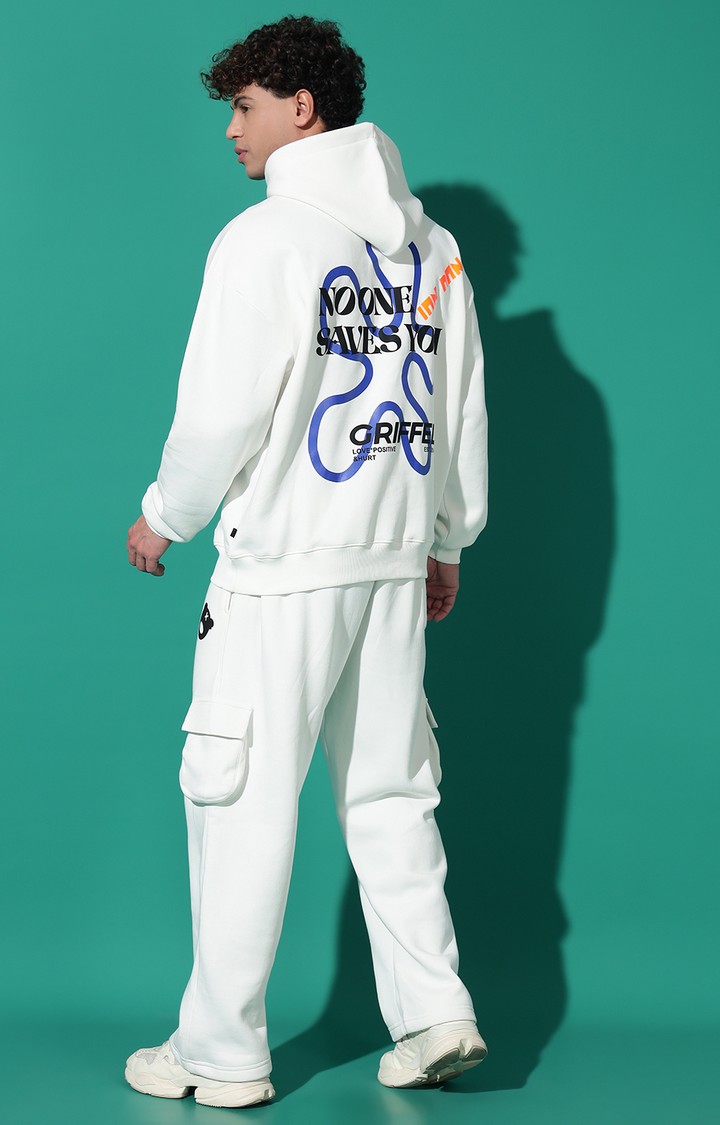 Men's NO ONE SAVES YOU Oversized White Tracksuit