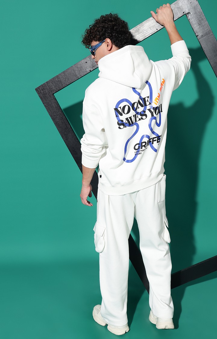 Men's NO ONE SAVES YOU Oversized White Tracksuit