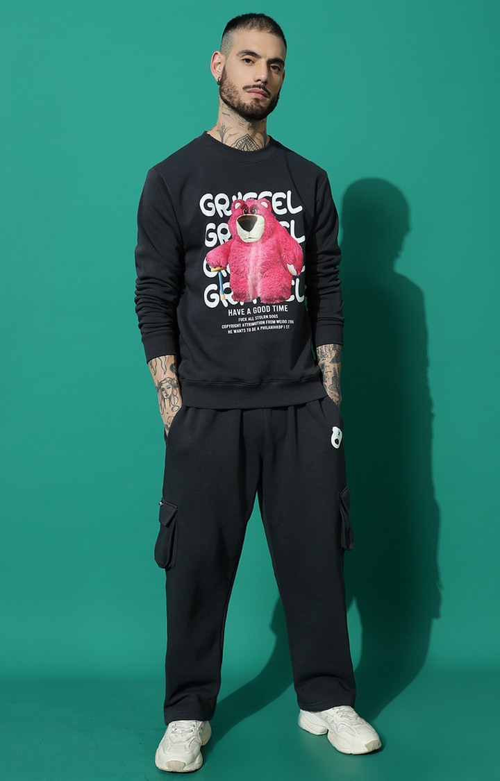 Men's Teddy Regular Fit Charcoal Tracksuit