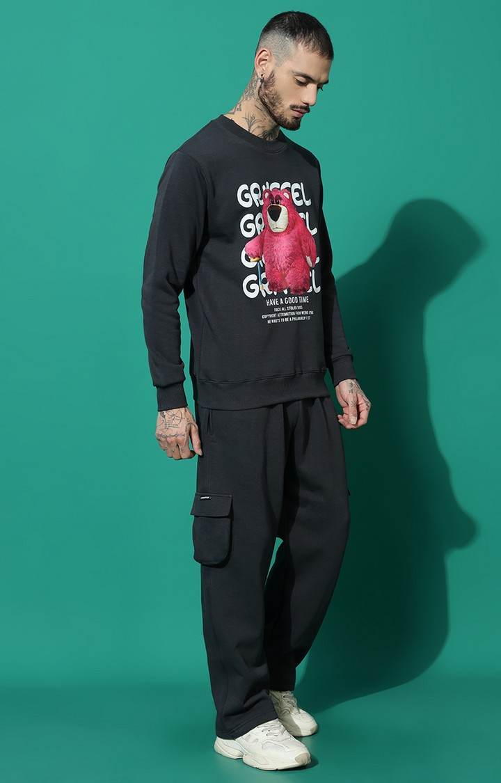 Men's Teddy Regular Fit Charcoal Tracksuit