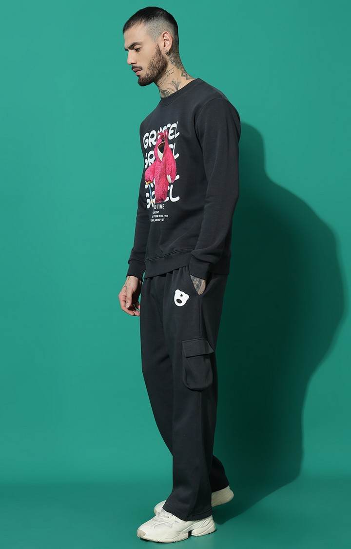Men's Teddy Regular Fit Charcoal Tracksuit