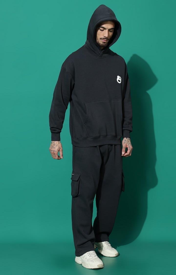 Men's LOGO Oversized Charcoal Hoodie Tracksuit