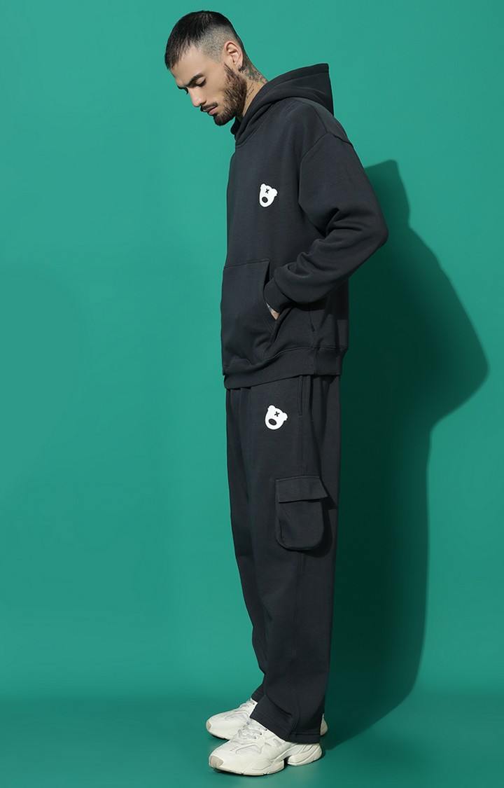 Men's LOGO Oversized Charcoal Hoodie Tracksuit