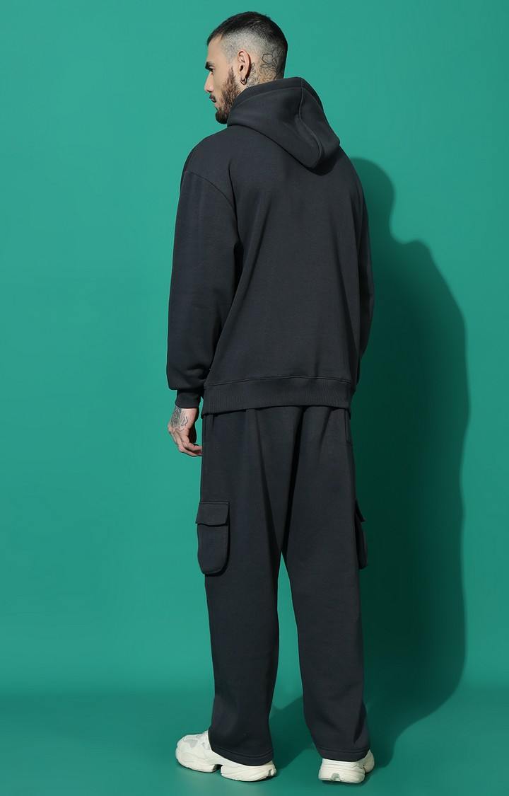 Men's LOGO Oversized Charcoal Hoodie Tracksuit
