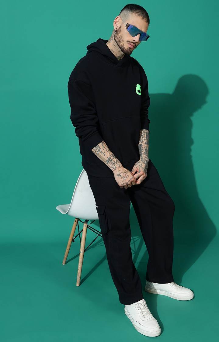 Men's LOGO Oversized Navy Hoodie Tracksuit