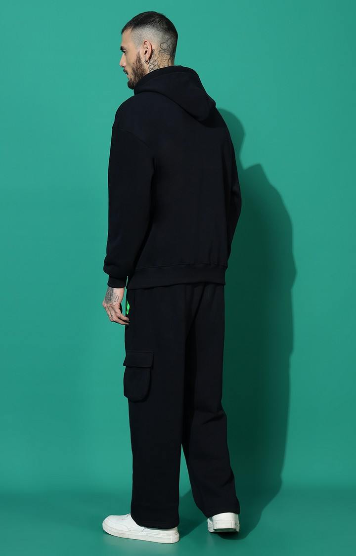 Men's LOGO Oversized Navy Hoodie Tracksuit