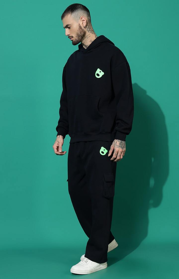 Men's LOGO Oversized Navy Hoodie Tracksuit