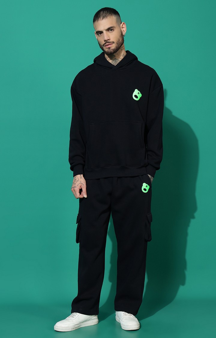 Men's LOGO Oversized Navy Hoodie Tracksuit