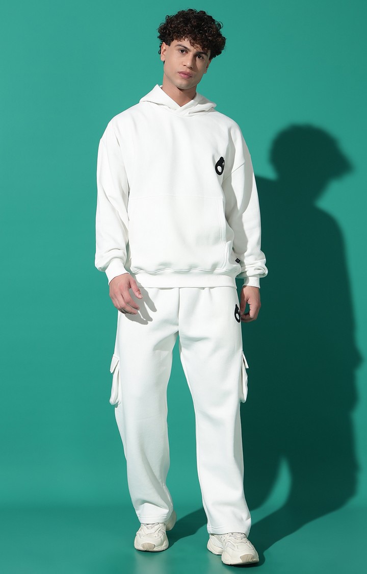 Men's LOGO Oversized White Hoodie Tracksuit