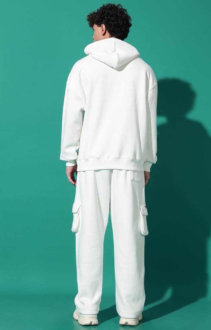 Men's LOGO Oversized White Hoodie Tracksuit