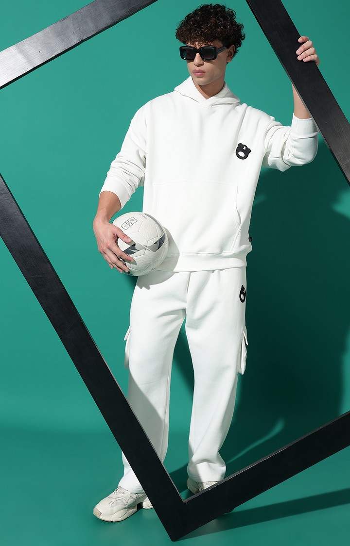 Men's LOGO Oversized White Hoodie Tracksuit