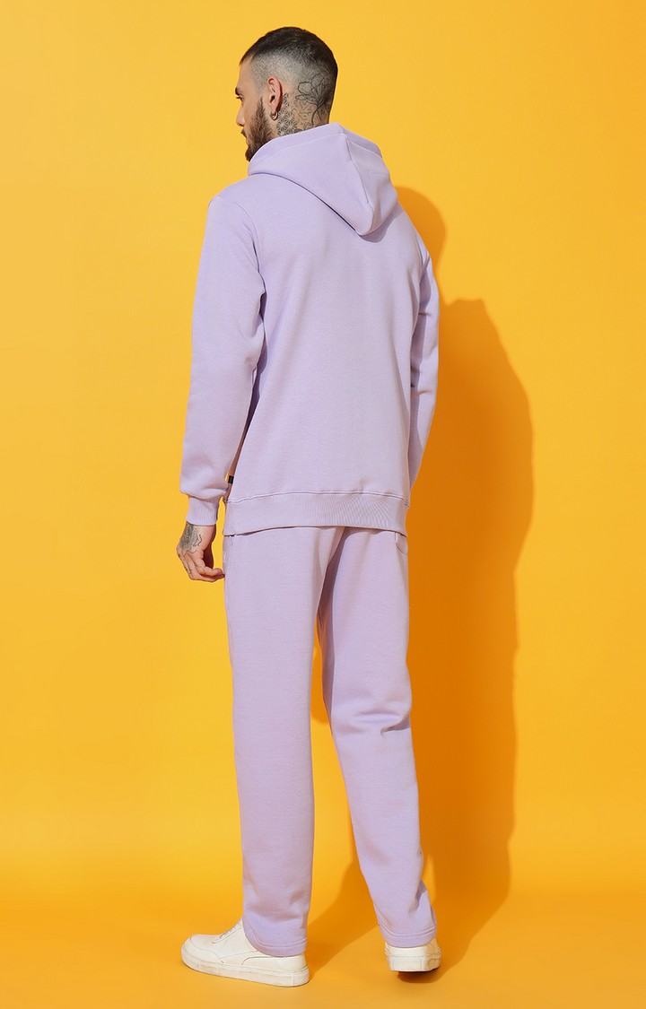 Men's Upside Teddy Regular Fit Mauve Hoodie Tracksuit