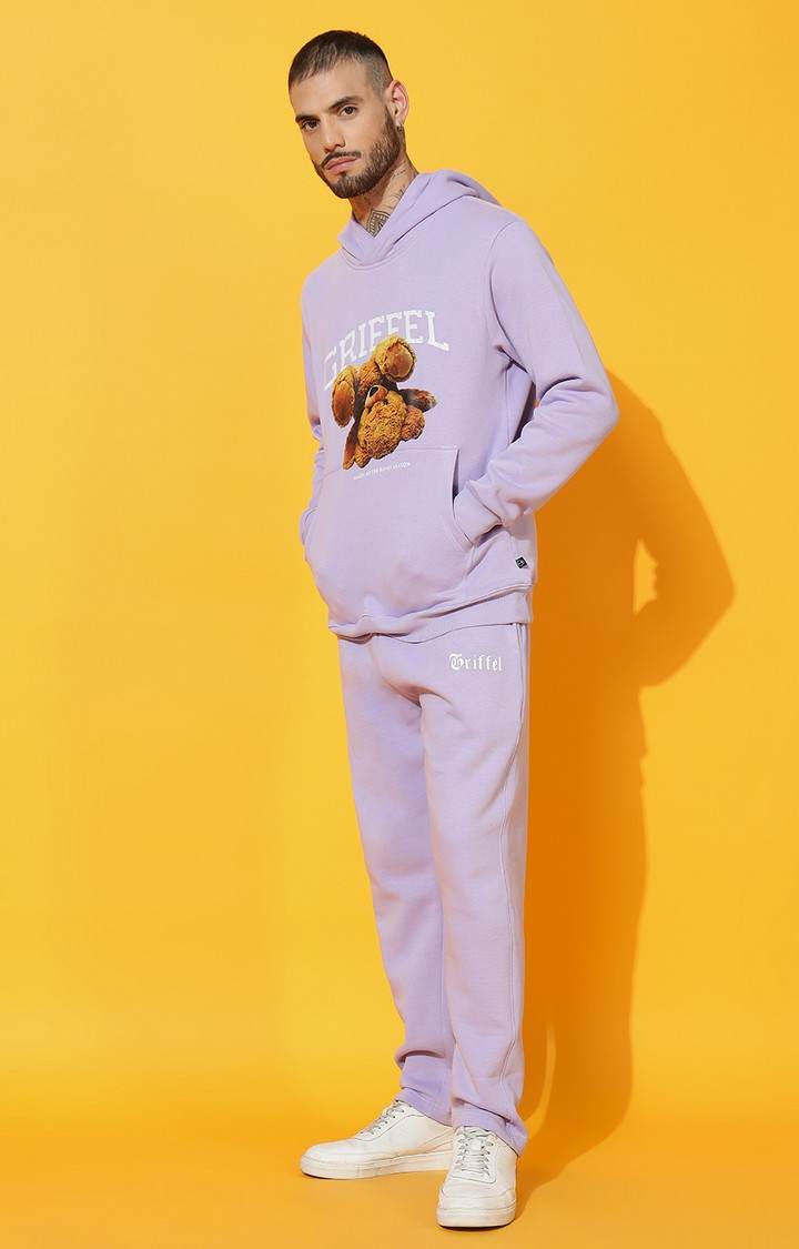 Men's Upside Teddy Regular Fit Mauve Hoodie Tracksuit