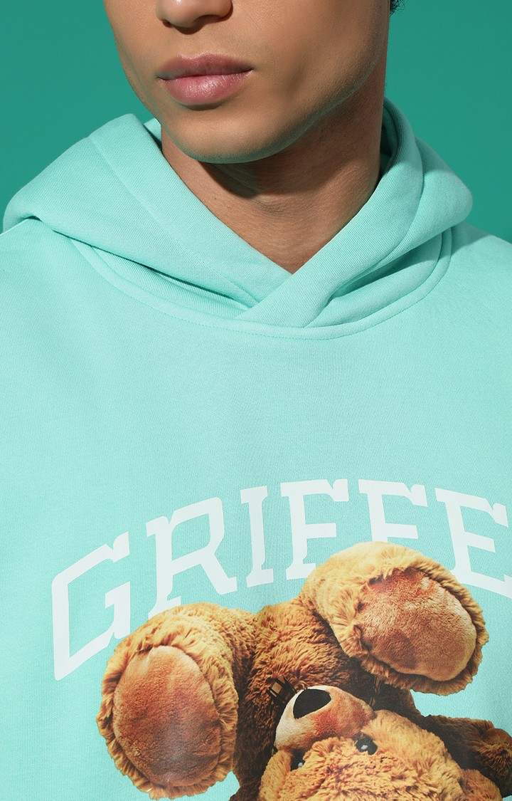 Men's Upside Teddy Regular Fit Sea Green Hoodie Tracksuit