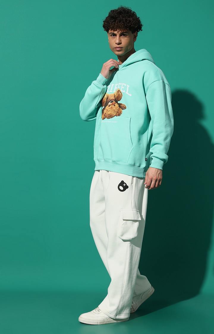Men's Upside Teddy Regular Fit Sea Green Hoodie Tracksuit