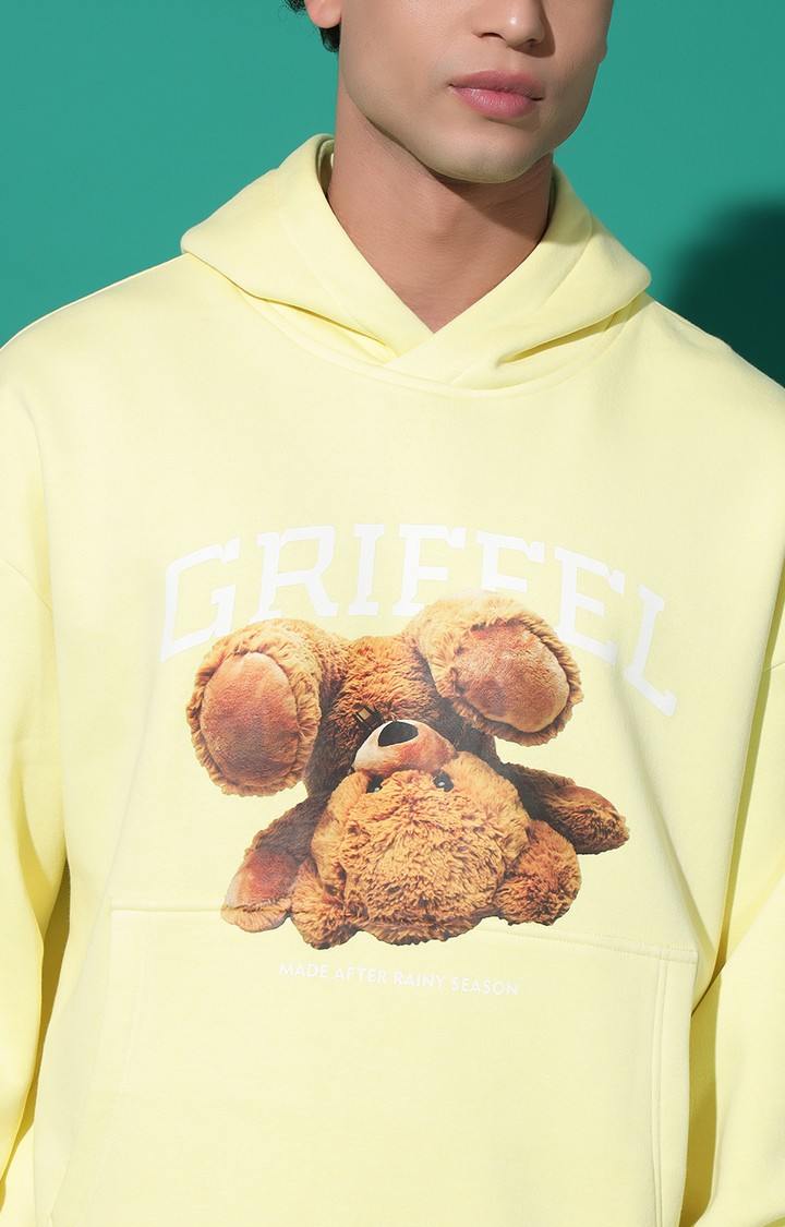 Men's Upside Teddy Regular Fit Yellow Hoodie Tracksuit