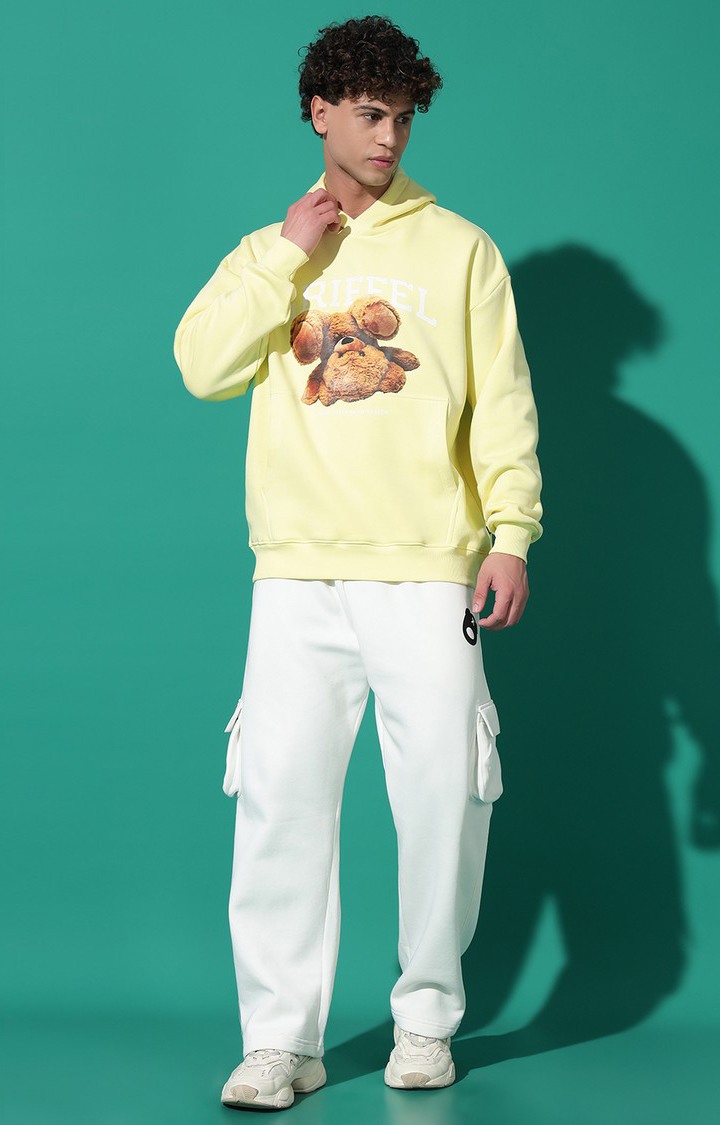 Men's Upside Teddy Regular Fit Yellow Hoodie Tracksuit