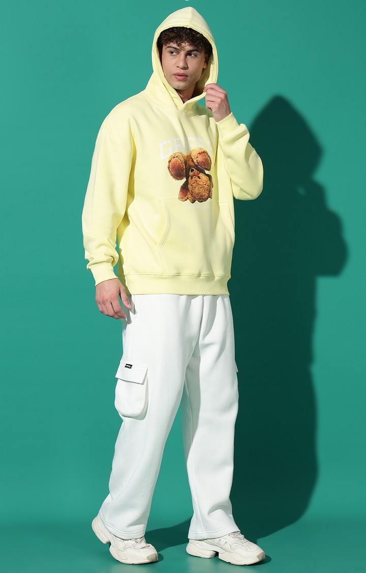 Men's Upside Teddy Regular Fit Yellow Hoodie Tracksuit
