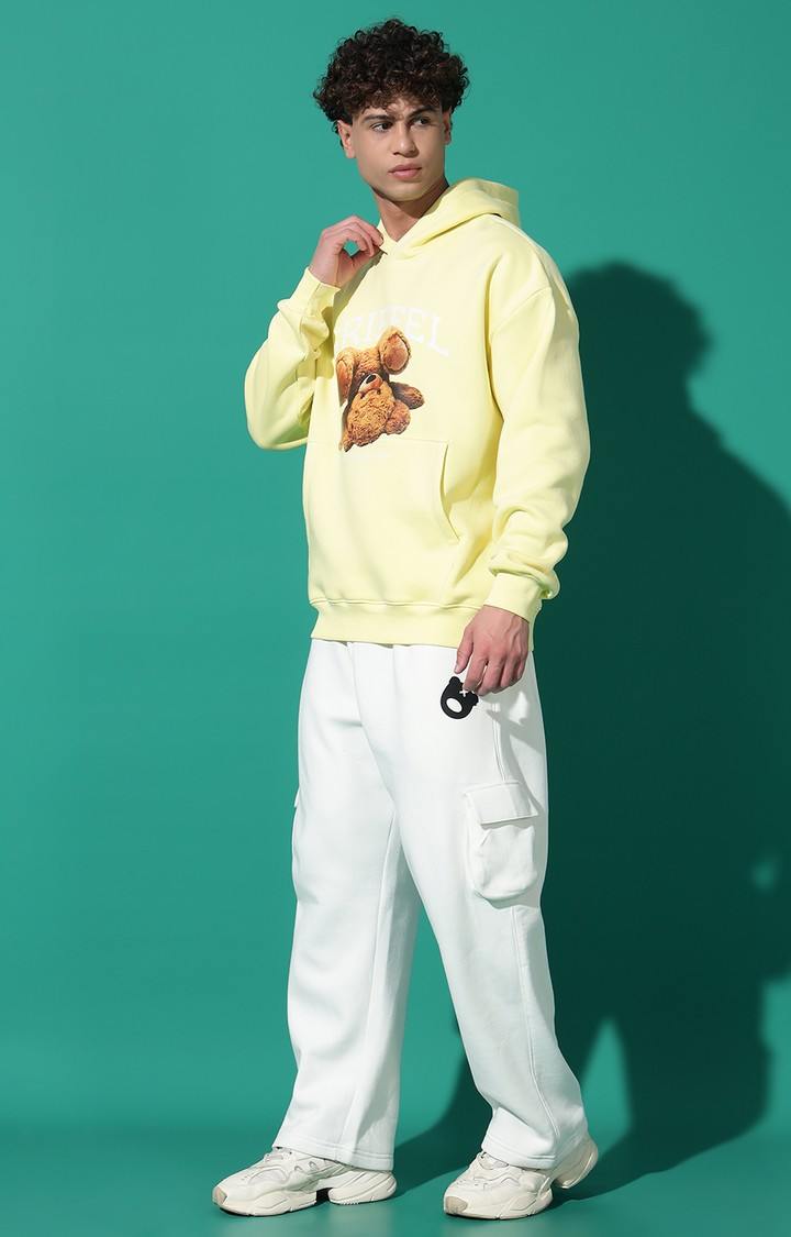 Men's Upside Teddy Regular Fit Yellow Hoodie Tracksuit